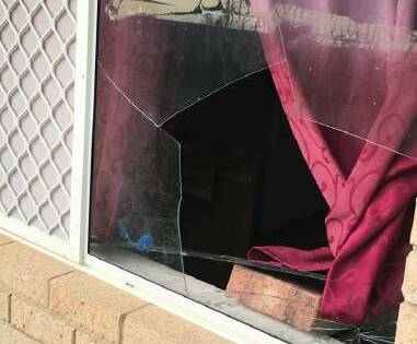 Windows were left smashed at the Coodanup home. Photo: supplied.
