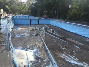 Damage at Mittagong Pool after the June 2016 East Coast Low storm event needs to be repaired. Photo: WSC