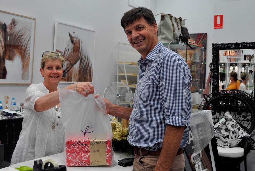 Business boost: Angus Taylor with Goulburn small business owner Janarie Micallef of Something Special. Photo: supplied
