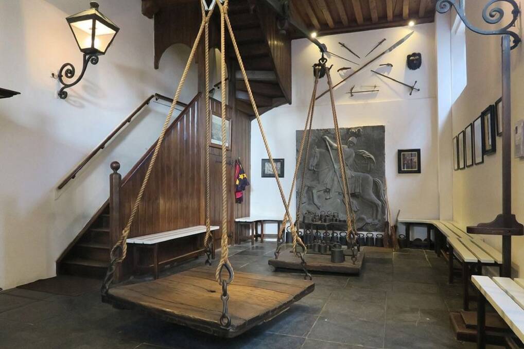 HEAVY BURDEN: Actual weighing scales dating back over 500 years at Oudewater’s Witches Weighhouse. Photo: Museum de Heksenwaag)