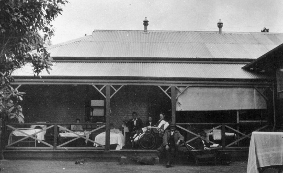 FRESH AIR: On the male ward verandah at the district’s cottage hospital, c1900.