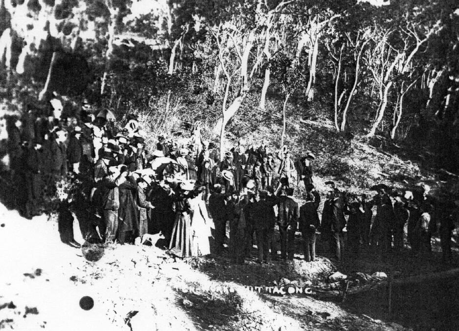 TOWN ON TAP: The eventual official ‘turning on’ ceremony at Mittagong Water Works, 1910.
