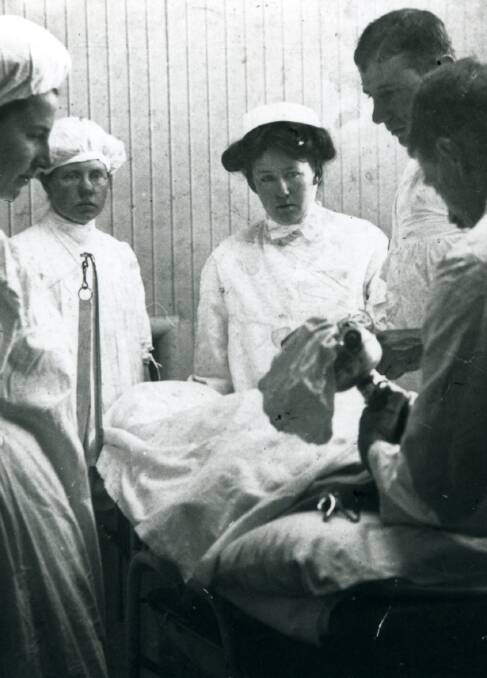 IN SURGERY: An operating theatre opened at the district’s cottage hospital in 1898, when there was still no running water or sewerage. Photos: BDH&FHS.