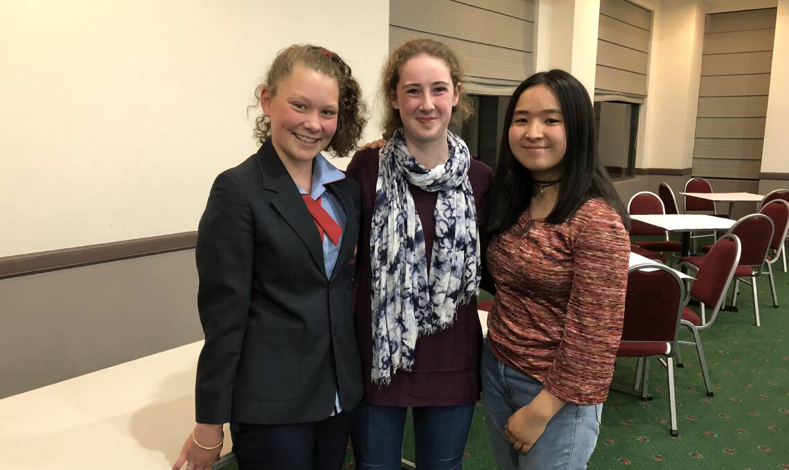 GREAT EXPERIENCE: Mackayla, Chloe and Akiko from Bowral High and Moss Vale High participated in Rotary youth programs.