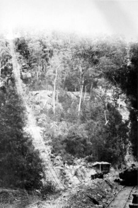 PRECIPITOUS: An alarmingly steep tramway incline built in 1883 at the Nattai Gorge coal mine, which connected to the main line near Mittagong. Photos: BDH&FHS.