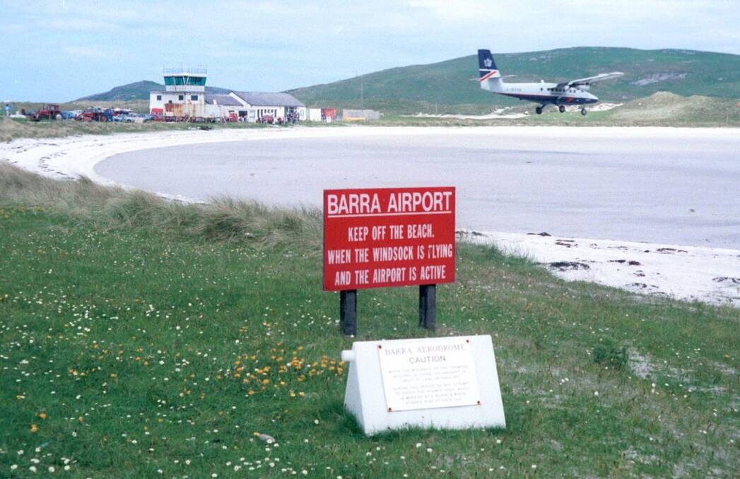 SANDY LANDING: The only place on earth where a commercial airline lets Mother Nature dictate the schedule - Barra Island, off Scotland. Photo: supplied.