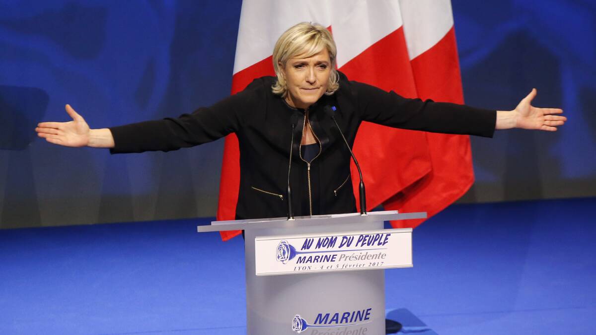 AU REVOIR FRANCE?: Hard right French presidential candidate Marine Le Pen is all about national sovereignty, and against immigration. Photo: AP/Michel Euler.