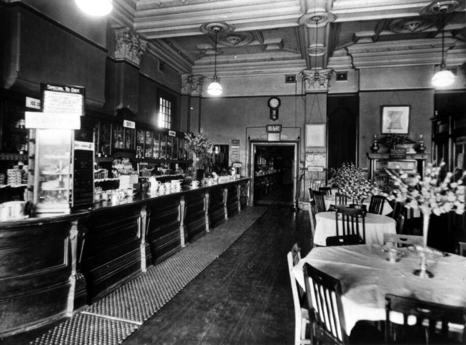 FINE SERVICE: The public dining room at Moss Vale Railway Refreshment Rooms, 1930s, that reportedly served 500 an hour during wartime. Photo: BDH&FHS.