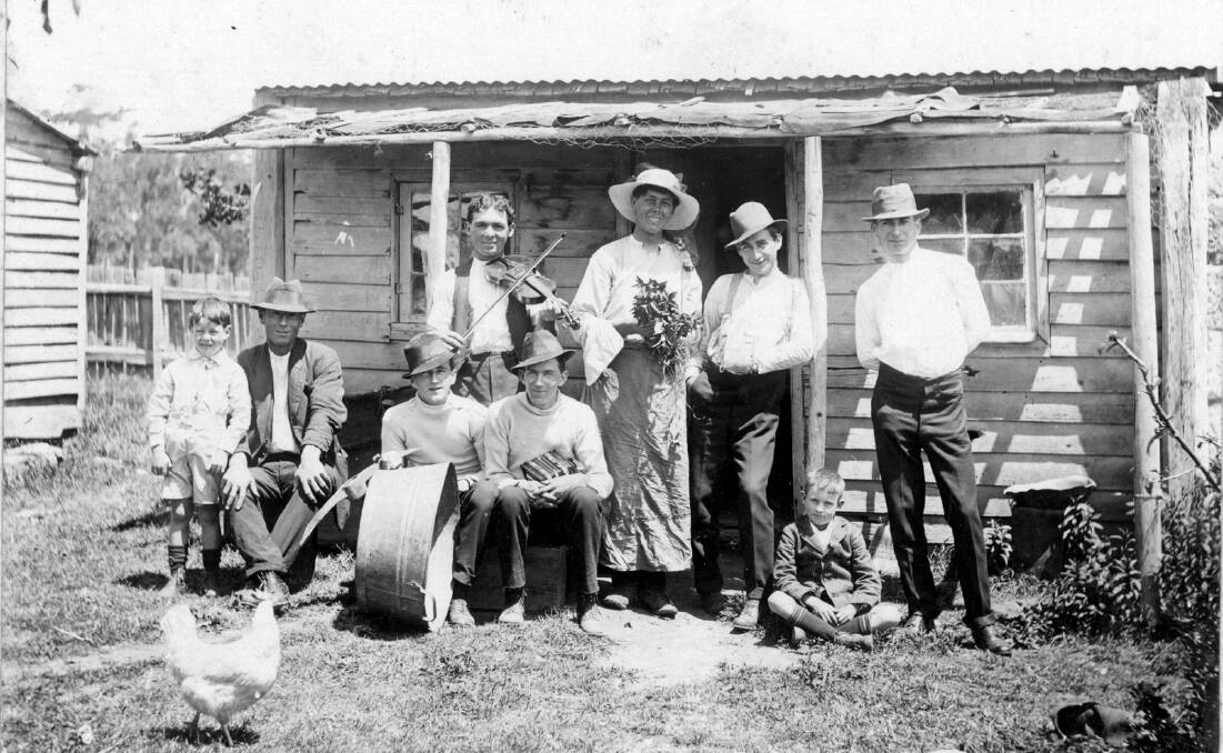 COUNTRY LIFE: Celebrating Sid and Vera McFarlane’s marriage are his brothers and nephews, 1924. Photos: BDH&FHS