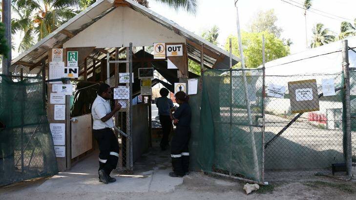 The front entrance of the asylum seeker detention centre on Manus Island. Photo: Alex Ellinghausen