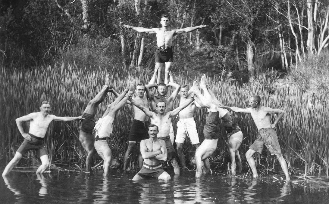 STAYING FIT: Berrima internees on the river, c1916.
