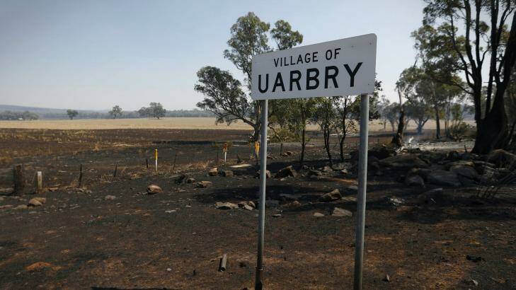 Property damage at Uarbry, NSW, after it was hit by the Sir Ivan fire. Photo: Alex Ellinghausen