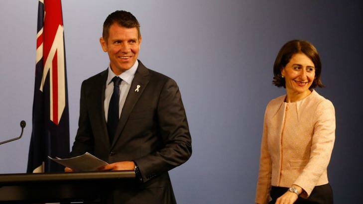 "A stunning result for the people of NSW": Mike Baird and Gladys Berejiklian on Wednesday. Photo: Peter Rae