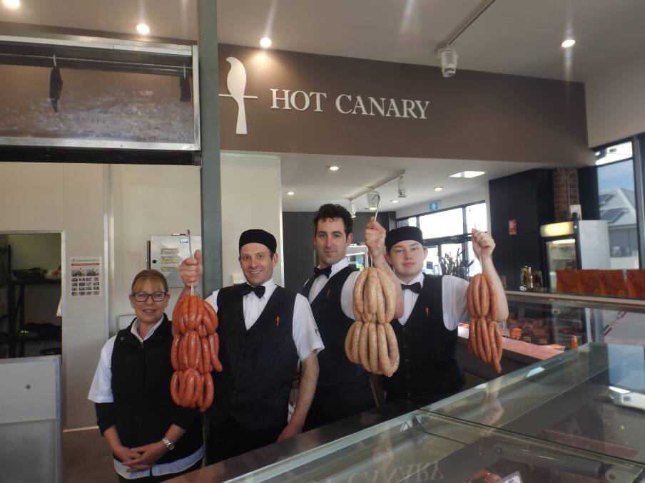 Debbie Speranza, Daniel Speranza, Nick Kontaxakis and Glen Moore of Hot Canary Gourmet Meats.  
Photo by Emily Bennett