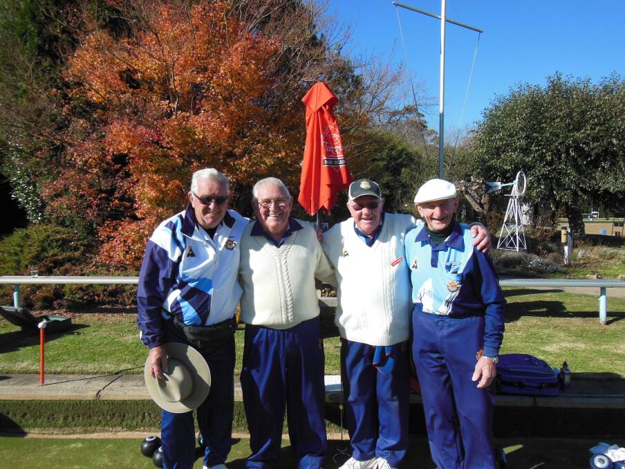 Happy Bowral bowlers Kevin Jones, Kel Limbrick, Barry O'Brien and Don Coleman. 						         Photo supplied
