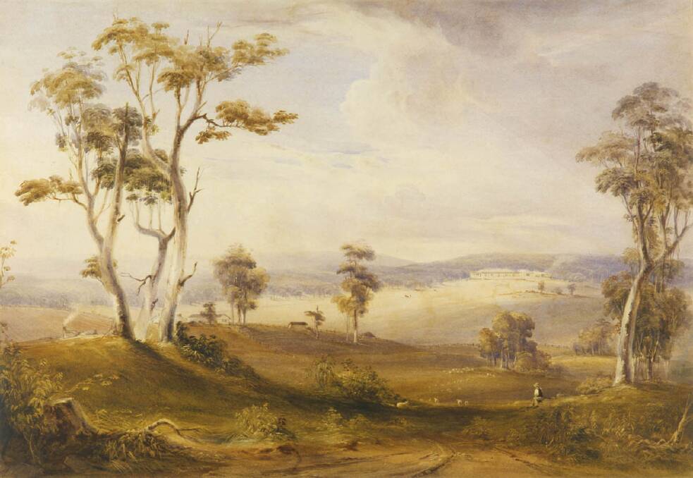 This is how Throsby Park looked when the township of Bong Bong was laid out on the banks of the Wingecarribee River in 1820. It was announced on the weekend that investment banker Tim Throsby, a direct descendent of Charles Throsby, will soon be moving into this district's most historically significant home. From a painting in the Caroline Simpson Library and Research Collection