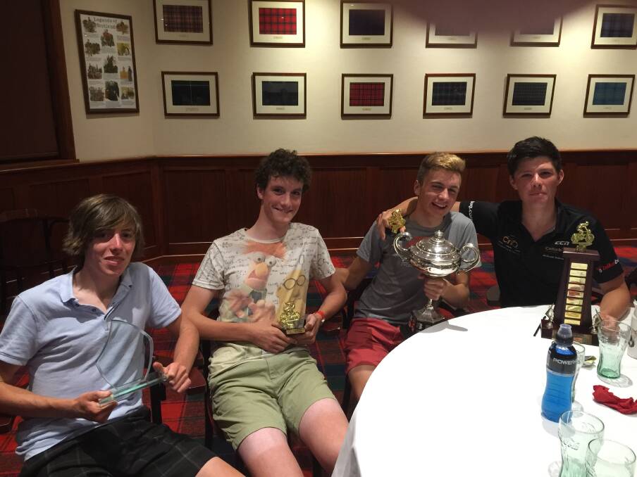Rider of the year Nick Smith with his friends Tearloch Carr, Harry Kooros and Toby Orchard. Photo supplied