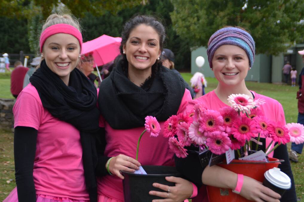 Sarah Garnam, Alan van Dieman and Victoria Tunchon show off their best pink attire.  
	Photo by Mindy Hindmarsh