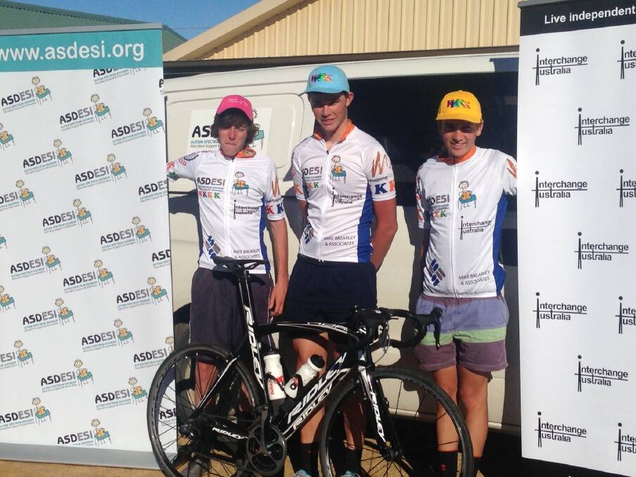 Nicholas Smith, Toby Orchard and Harry Kooros all took part in ride to raise awareness of Autism. 	Photo supplied