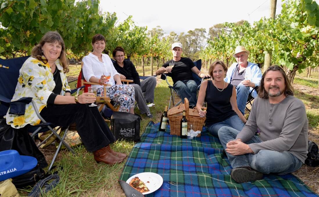Michele Williams, Michelle Ware, Kimbeley Cochrane, Matt Langdon, Geoff and Clare Reinhart and Paul Williams at the Music in the Vines event earlier this year. Photo by Roy Truscott
