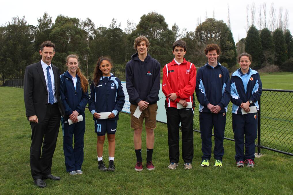 Federal Member for Throsby Stephen Jones with the recent recipients of The Local Sporting Champions program funding from the Highlands. 	 
	Photo supplied