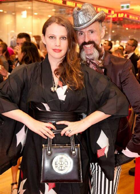 From left; Gwendolynne Burkin and Richard Nylon at UNIQLO store launch, Emporium Melbourne. Photo: Fotogroup