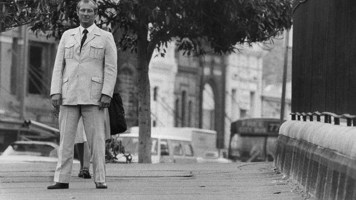 Roger Rogerson stands in Oxford Street, Darlinghurst in 1982. Should have got five years for the safari jacket. Photo: Peter Morris