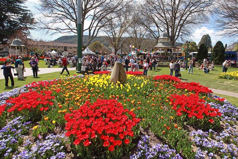 Crowds enjoy the spectacular colours of Tulip Time in Bowral's Corbett Gardens. 	Photo by Dee Kramer
