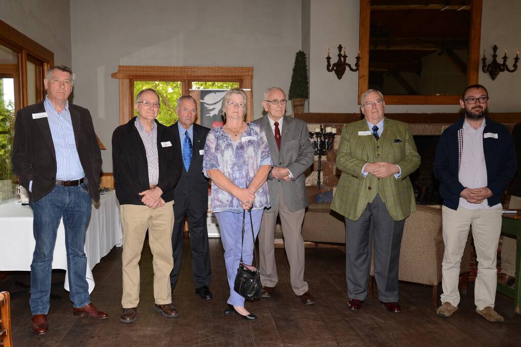 Former councillors Peter Reynolds, Phillip Yeo, Heather Carter, Gordon Lewis, David Wood and Garry Barnsley and Head chef of Centennial Vineyards Restaurant Robin Murray at Centennial Vineyards to support "Reunion Time".Photo by Roy Truscott