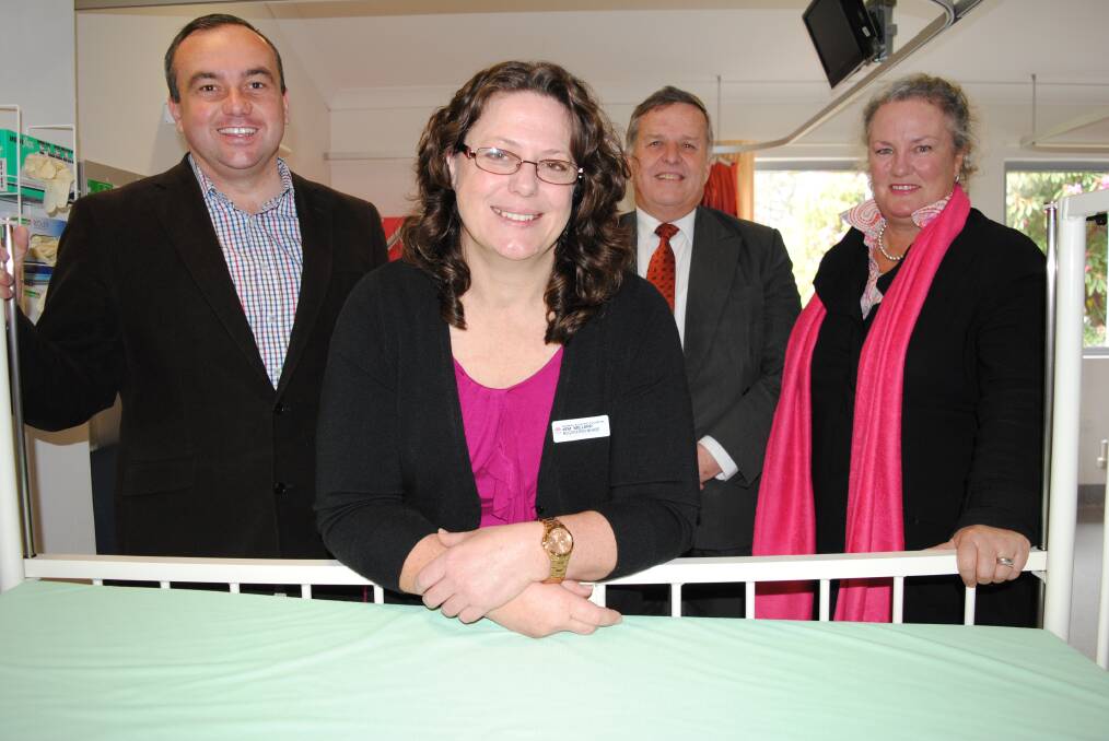 Registered nurse for child and adolescent mental health liaison Kim Millard is welcomed into her role at Bowral Hospital by Minister for Mental Health Jai Rowell and BDCU Children's Foundation's Ross Stone and Cath Brennan. 	Photo by Josh Bartlett