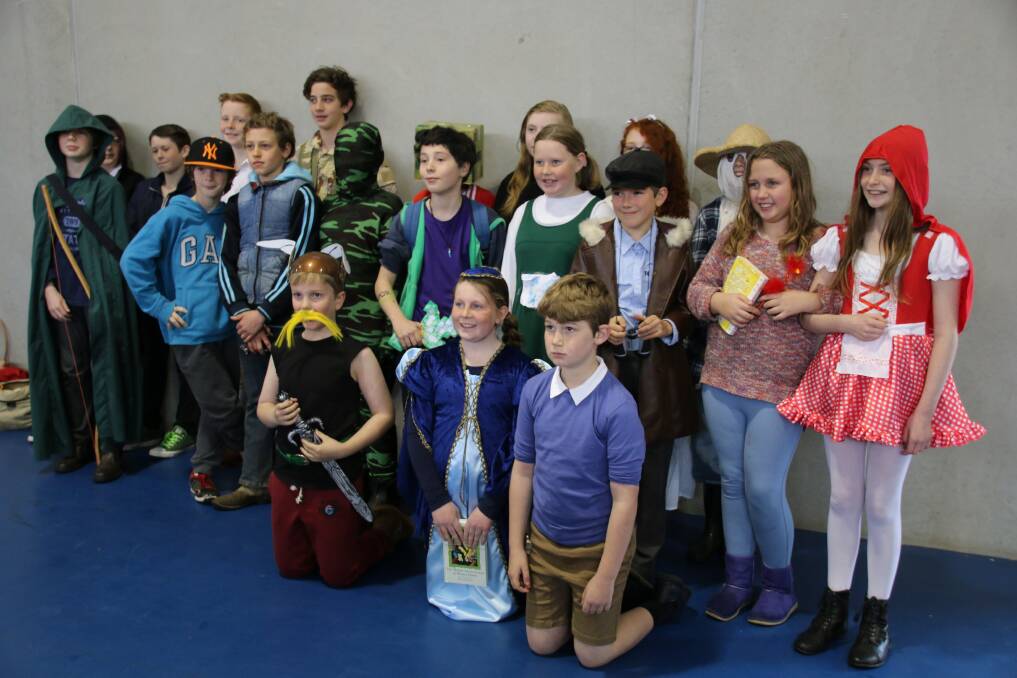 Year 5/6J gathered together for a Book Week photo.