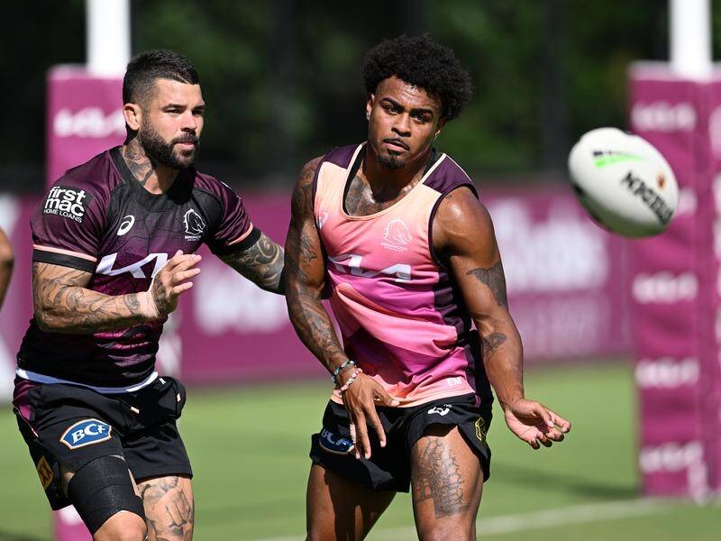 Brisbane's Adam Reynolds and Ezra Mam could line up together for the Broncos' Roosters rematch. (Darren England/AAP PHOTOS)