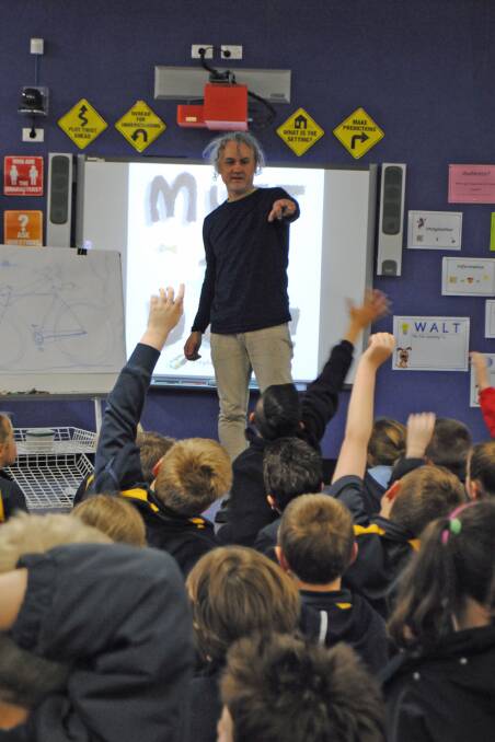 Children's author Stephen Michael King at Moss Vale Public School for Book Week. 	Photo Ainsleigh Sheridan