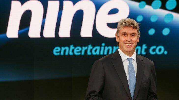 AFR BUSINESS NEWS 
Nine Entertainment Co. CEO, David Gyngell, at Studio 22, Channel Nine, Willoughby, after releasing the company's Interim FY15 results. 26th February 2015.
Photograph by Dallas Kilponen