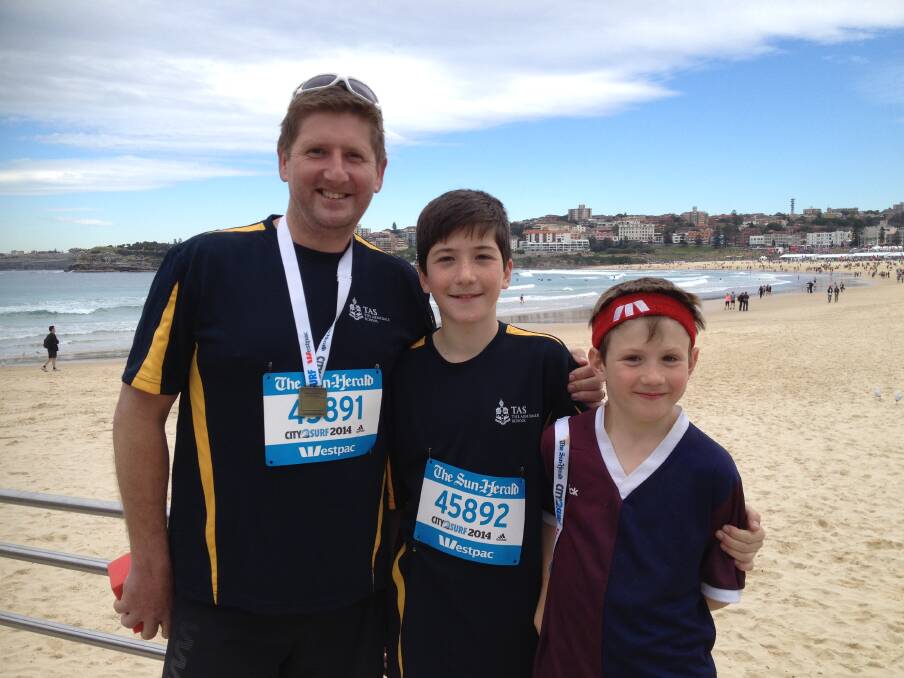 James, PJ and Zachary Woodburn relished the City to Surf event in Sydney.  Photo supplied