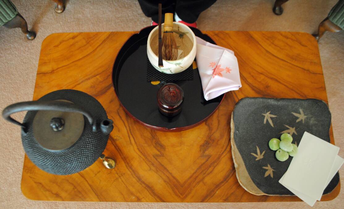A traditional Japanese tea set used for the Bonryakudemae ceremony. Photo: Ainsleigh Sheridan
