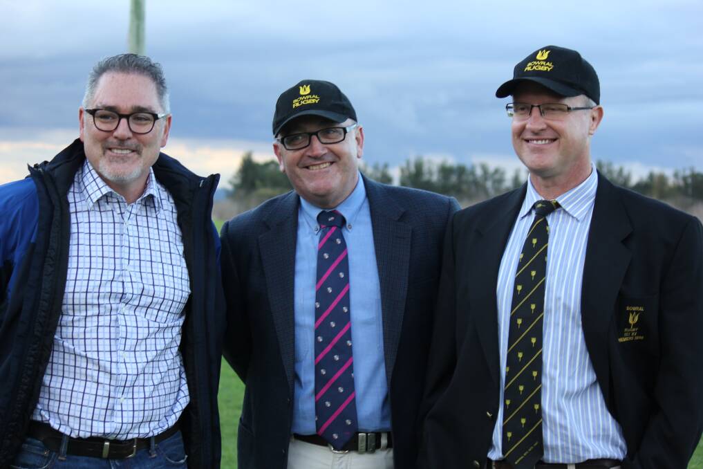 Right: Paddy Quinn, Tim Stevens and Paul Frean form the Bowral Blacks Rugby Union Club s senior coaching and management team.?The Blacks have enjoyed some great off-field news in recent times.		 			         
       Photo supplied