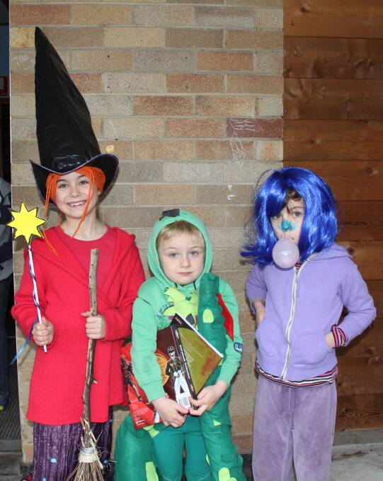 Berrima Public School students Raffi, Enzo and India Levings in costume for Book Week. Photo supplied