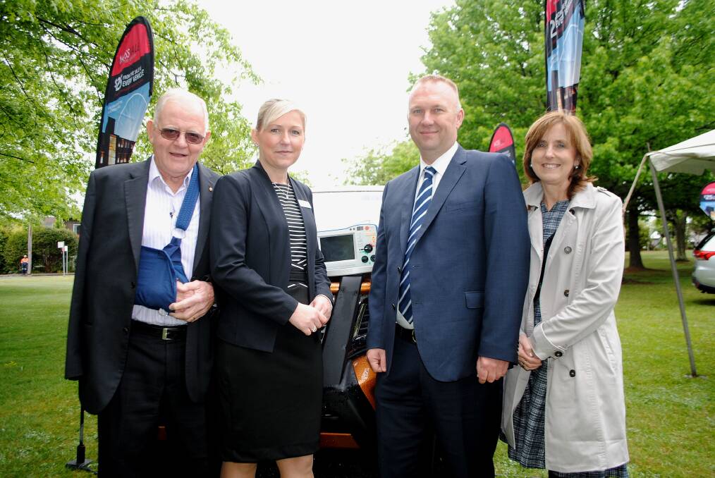 Wakeling Automotive chair Paul Wakeling, Bowral hospital's acting general manager Valerie Jovanovic, Moss Vale Motor Group general manager Brett Wardle, and South Western Sydney Local Health District CEO Amanda Larkin.    Photo Ainsleigh Sheridan