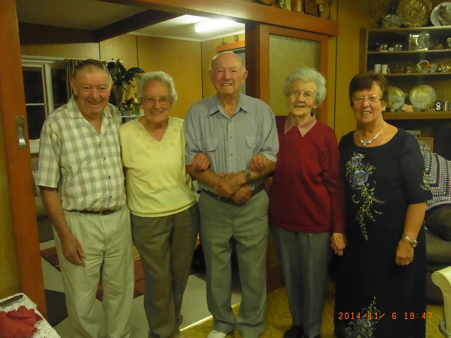 The bridal party sixty years later (minus Margaret's father): Les Ford, Jean Woodman and Hazel Hare. Photo supplied