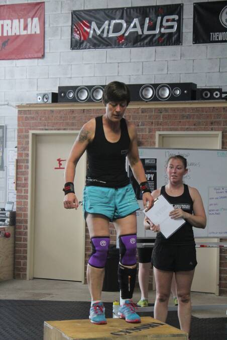 Annette Drapalski completes a box jump. Photo by Nic Bertram