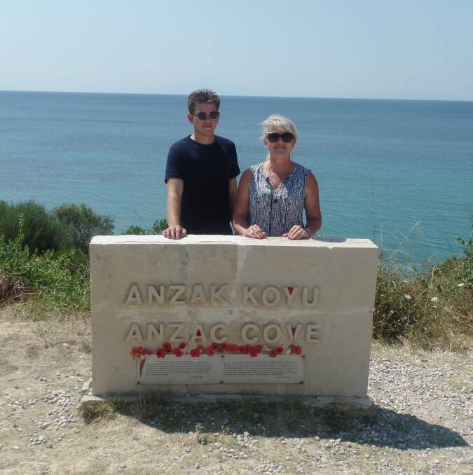 Mother and son, Jack and Virginia Preddey absorb the atmosphere at Anzac Cove in Gallipoli.  
Photo supplied
