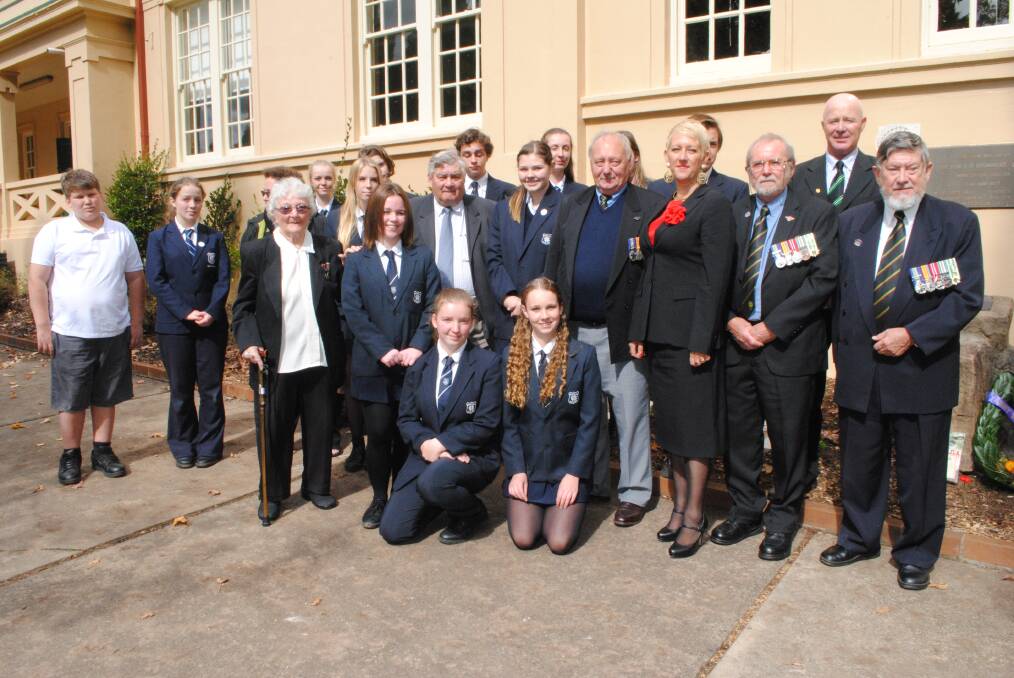 Students and teachers of Bowral High School gathered with decendants of Australian diggers and community members at the opening of the school's Anzac Memorial Garden. Photo by Victoria Lee