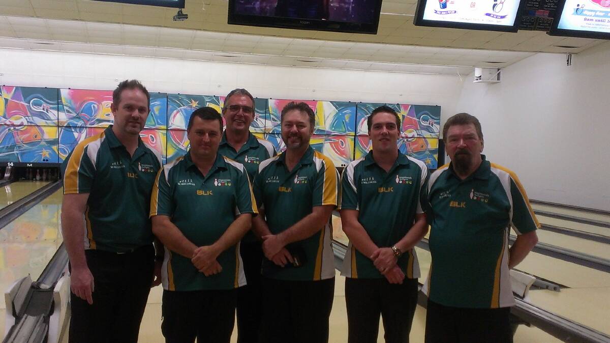 Highlands ten pin bowlers Luke Hannon, Jeff Buttigieg, Jason Tinker,Craig Nolan, Stuart Stirling and Michael Stirling are all smiles after their recent match at Newcastle.		              			            Photo supplied