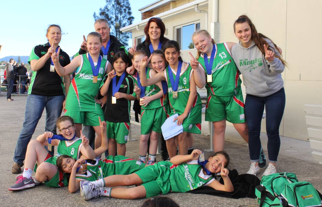 The under-12 Moss Vale Magic girls team that won gold at the Southern Junior League on the weekend. Photo supplied