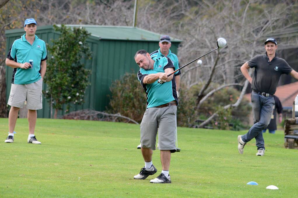 Stuart Wood tees off during the 2014 Nathan Granger Golf Day.  
					             Photo by Roy Truscott