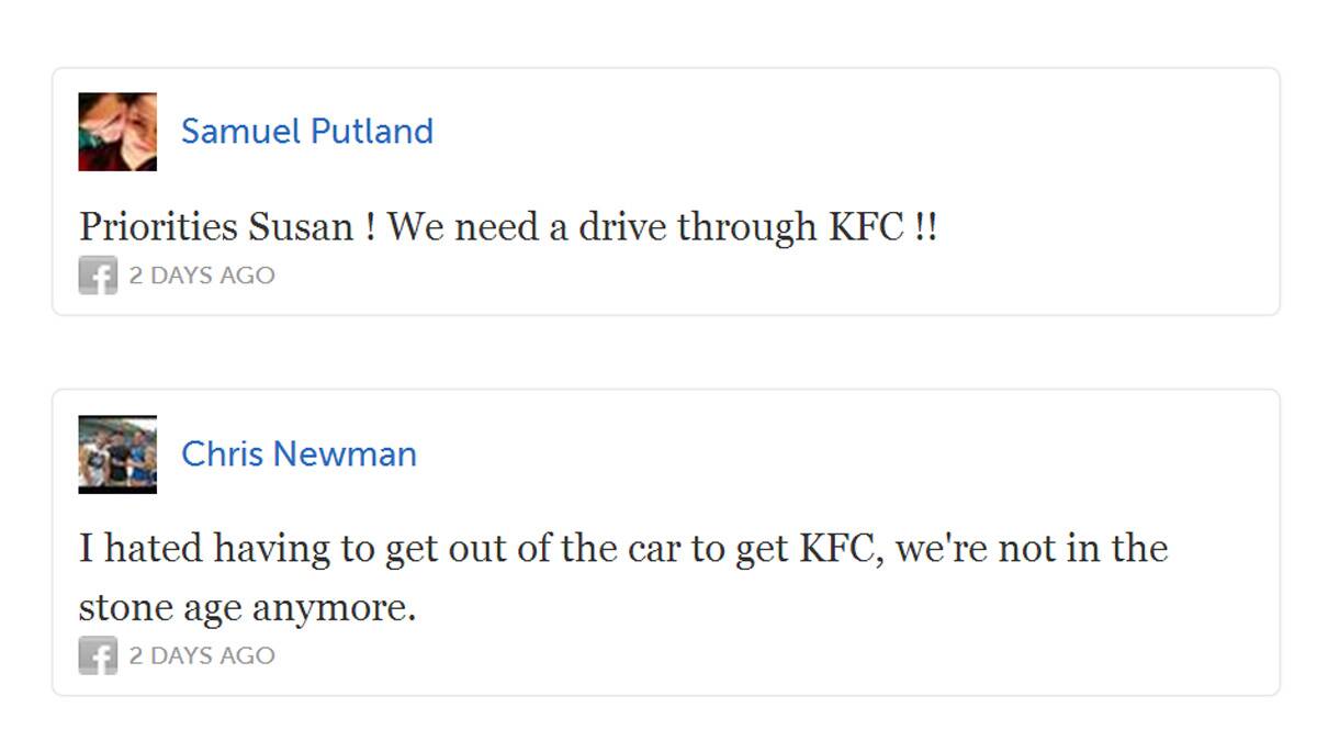 Online reaction to planned Mittagong KFC