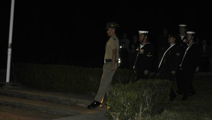 Catafalque party marching to position at Hill Top dawn service. Photo by Dominica Sanda