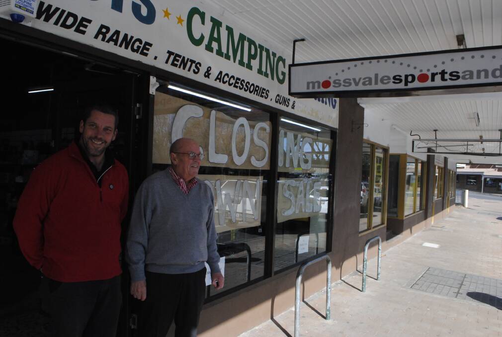 Simon and Peter Rumble outside of Moss Vale Sports and Toys, which closes today. Photo by Josh Bartlett
