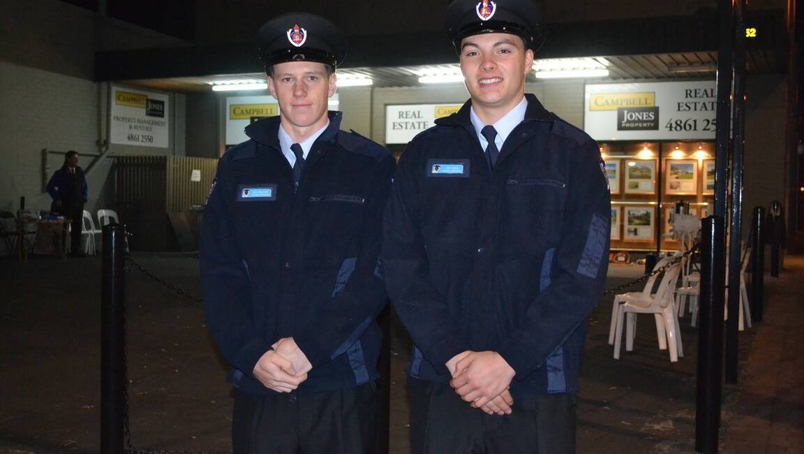 Retained fire officers at the Bowral station Josh Millbank and Jake Ngaia.